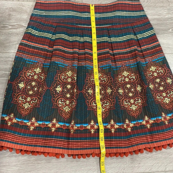 Kenzie Girl Linen Blend Pleated Skirt Pom Pom Hem Detail 5 - Picture 12 of 16